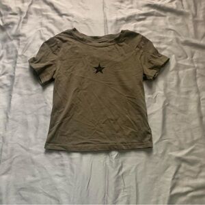 Casual Tan Star Crop Top